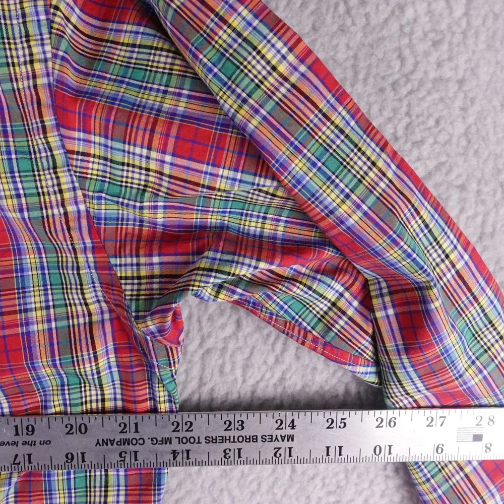 Polo Ralph Lauren Mens Classic Fit Plaid Button Down Shirt Red Green Blue S 14.5